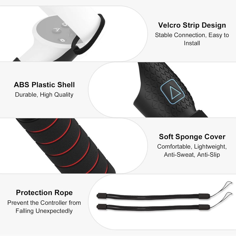 AMVR Gorilla Tag Long Arms Beat Saber Handles Compatible with Oculus Quest 2/Quest/Rift S, VR Controller Extension Grip Accessories 2 in 1 Sticks Attachment, Reinforcement with Tie Wraps(Not for Q3) - Image 4